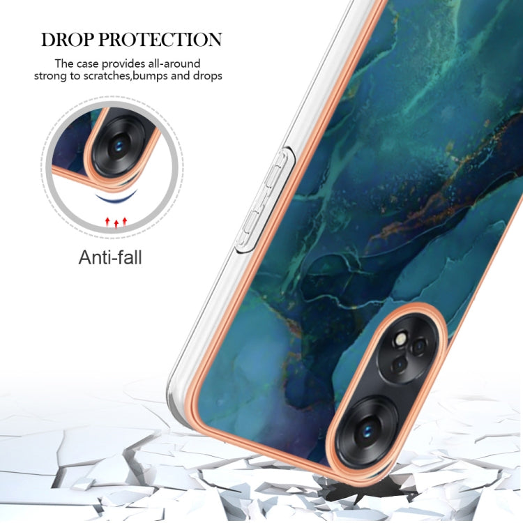 For OPPO Reno 8T 4G Electroplating Marble Dual-side IMD Phone Case(Green 017) - free shipping - PMC TechLife - Order now!