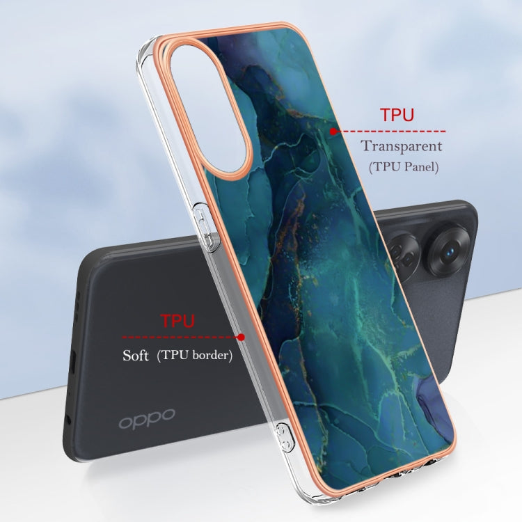 For OPPO Reno 8T 4G Electroplating Marble Dual-side IMD Phone Case(Green 017) - free shipping - PMC TechLife - Order now!