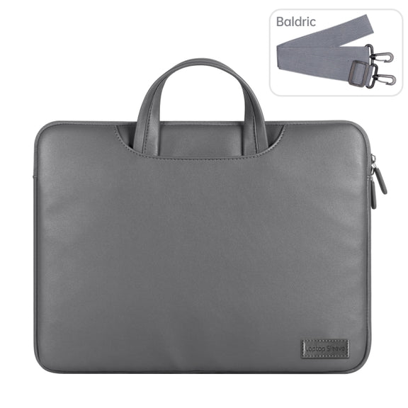 Water-resistant PU Laptop Bag Inner Bag, Size:15 inch(Grey)