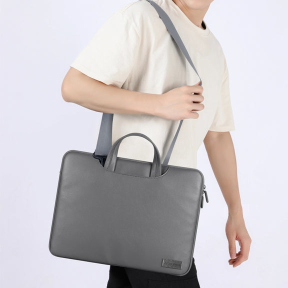Water-resistant PU Laptop Bag Inner Bag, Size:15 inch(Brown)