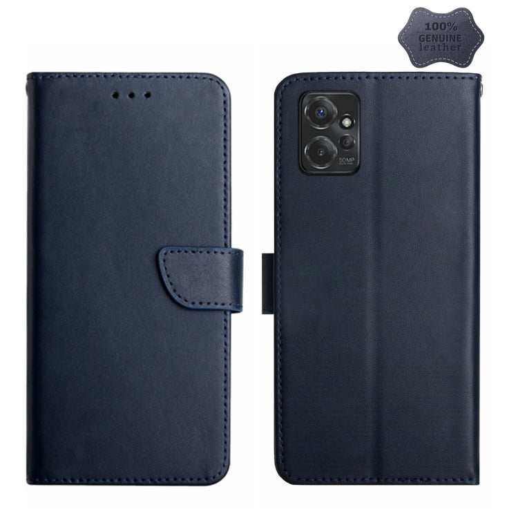 For Motorola Moto G Power 2023 Genuine Leather Fingerprint-proof Horizontal Flip Phone Case(Blue) - Motorola Cases by PMC TechLife | Online Shopping South Africa | PMC TechLife | Buy Now Pay Later Mobicred