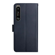 For Sony Xperia 1 V Genuine Leather Fingerprint-proof Horizontal Flip Phone Case(Blue)