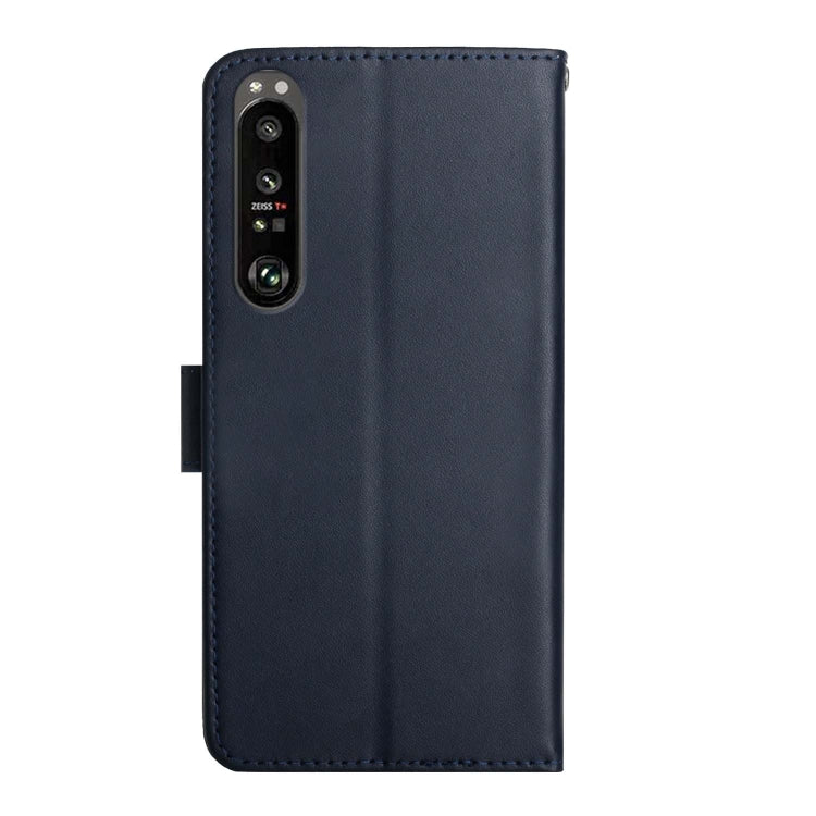 For Sony Xperia 1 V Genuine Leather Fingerprint-proof Horizontal Flip Phone Case(Blue)