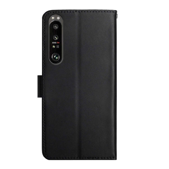 For Sony Xperia 1 V Genuine Leather Fingerprint-proof Horizontal Flip Phone Case(Black)
