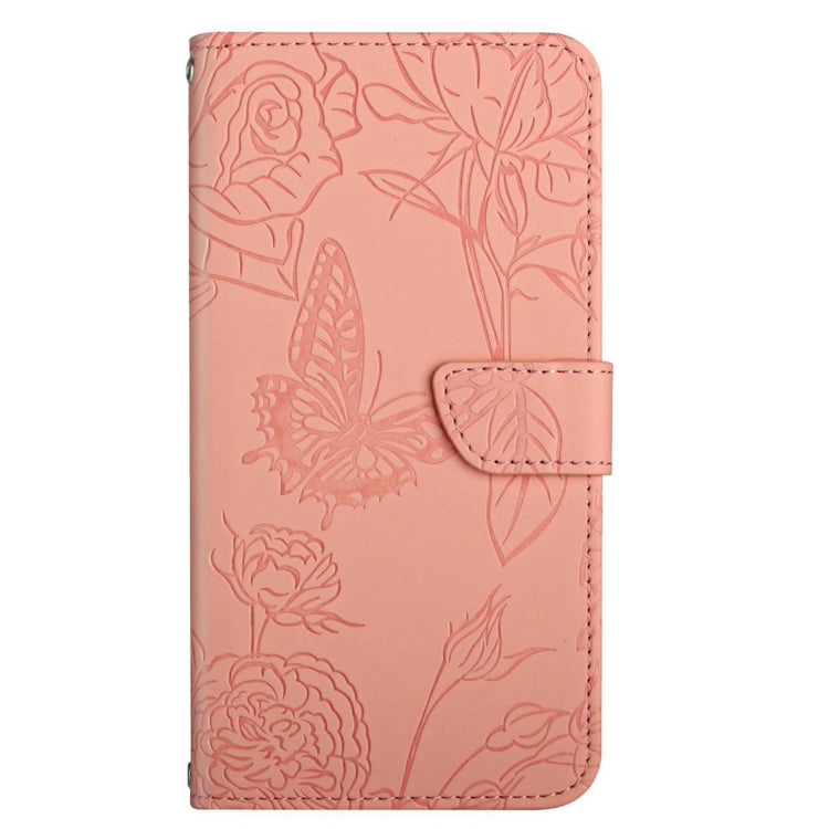 For vivo V27 HT03 Skin Feel Butterfly Embossed Flip Leather Phone Case(Pink) - vivo Cases by PMC TechLife | Online Shopping South Africa | PMC TechLife