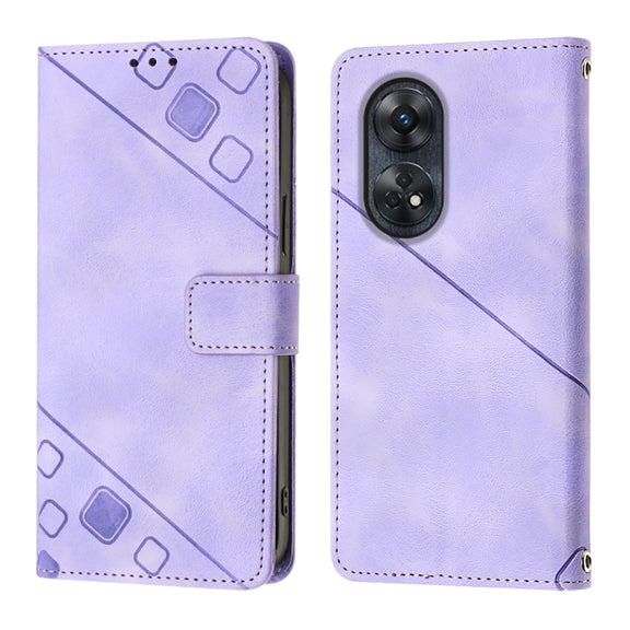 For OPPO Reno8 T 4G Foreign Skin-feel Embossed Leather Phone Case(Light Purple)