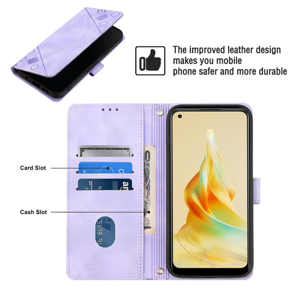 For OPPO Reno8 T 4G Foreign Skin-feel Embossed Leather Phone Case(Light Purple)