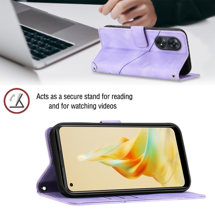 For OPPO Reno8 T 4G Foreign Skin-feel Embossed Leather Phone Case(Light Purple)
