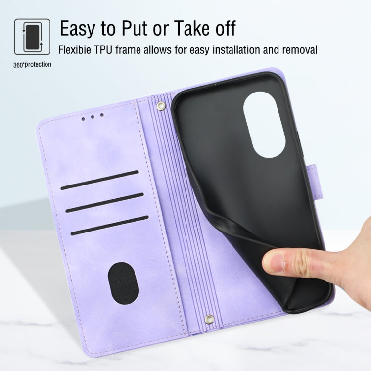 For OPPO Reno8 T 4G Foreign Skin-feel Embossed Leather Phone Case(Light Purple)