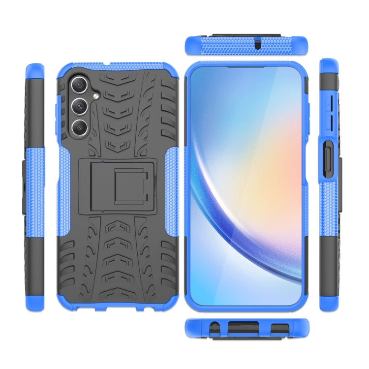 For Samsung Galaxy A24 4G Tire Texture TPU + PC Phone Case with Holder(Blue) - Galaxy Phone Cases by PMC TechLife | Online Shopping South Africa | PMC TechLife