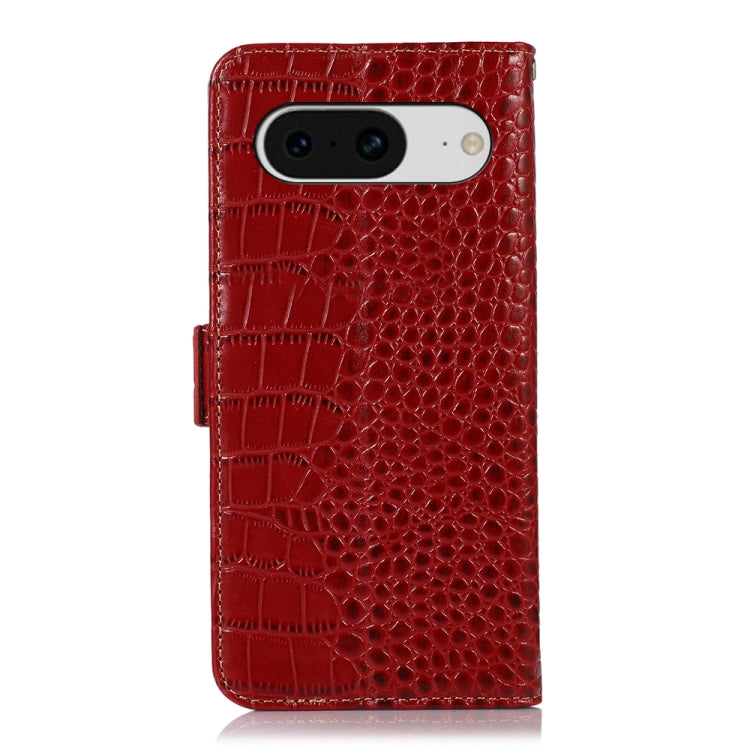 For Google Pixel 8 Crocodile Top Layer Cowhide Leather Phone Case(Red) - Google Cases by PMC TechLife | Online Shopping South Africa | PMC TechLife | Buy Now Pay Later Mobicred