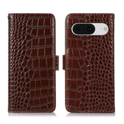 For Google Pixel 8 Crocodile Top Layer Cowhide Leather Phone Case(Brown)