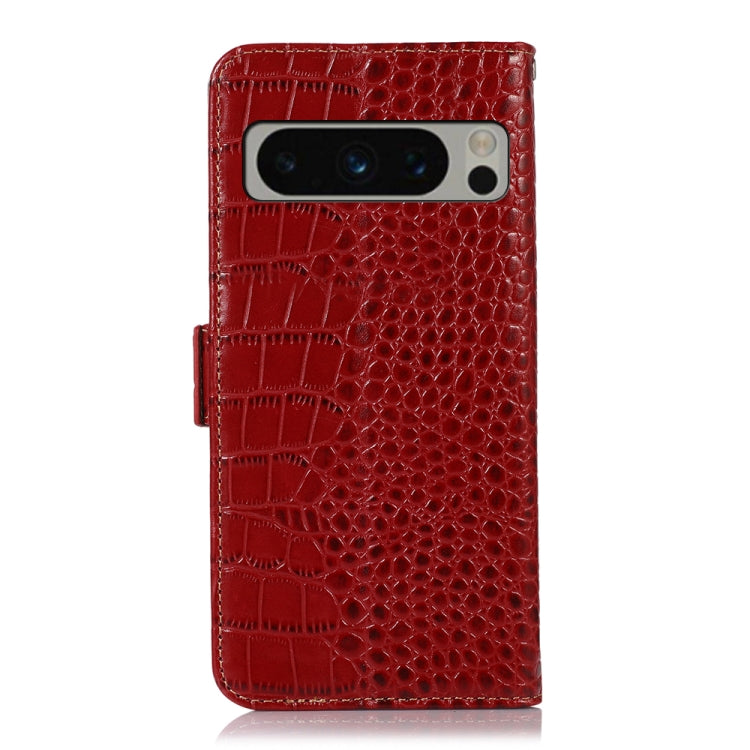 For Google Pixel 8 Pro Crocodile Top Layer Cowhide Leather Phone Case(Red)