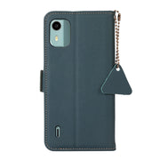 For Nokia C12 4G Side-Magnetic TJ Genuine Leather RFID Phone Case(Green)