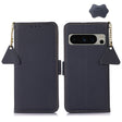 For Google Pixel 8 Pro Side-Magnetic TJ Genuine Leather RFID Phone Case(Blue) - Google Cases by PMC TechLife | Online Shopping South Africa | PMC TechLife | Buy Now Pay Later Mobicred