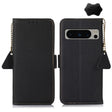 For Google Pixel 8 Pro Side-Magnetic TJ Genuine Leather RFID Phone Case(Black) - Google Cases by PMC TechLife | Online Shopping South Africa | PMC TechLife | Buy Now Pay Later Mobicred