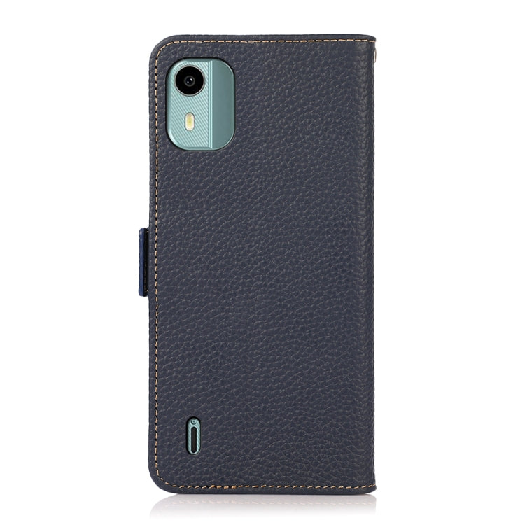 For Nokia C12 4G KHAZNEH Side-Magnetic Litchi Genuine Leather RFID Phone Case(Blue) - Nokia Cases by PMC TechLife | Online Shopping South Africa | PMC TechLife | Buy Now Pay Later Mobicred