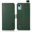 For Nokia C12 4G KHAZNEH Side-Magnetic Litchi Genuine Leather RFID Phone Case(Green) - Nokia Cases by PMC TechLife | Online Shopping South Africa | PMC TechLife | Buy Now Pay Later Mobicred
