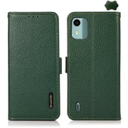 For Nokia C12 4G KHAZNEH Side-Magnetic Litchi Genuine Leather RFID Phone Case(Green)