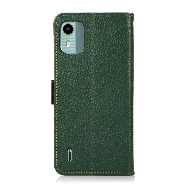 For Nokia C12 4G KHAZNEH Side-Magnetic Litchi Genuine Leather RFID Phone Case(Green) - Nokia Cases by PMC TechLife | Online Shopping South Africa | PMC TechLife | Buy Now Pay Later Mobicred