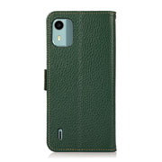 For Nokia C12 4G KHAZNEH Side-Magnetic Litchi Genuine Leather RFID Phone Case(Green)