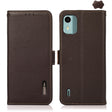 For Nokia C12 4G KHAZNEH Side-Magnetic Litchi Genuine Leather RFID Phone Case(Brown) - Nokia Cases by PMC TechLife | Online Shopping South Africa | PMC TechLife | Buy Now Pay Later Mobicred