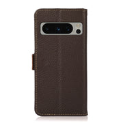 For Google Pixel 8 Pro KHAZNEH Side-Magnetic Litchi Genuine Leather RFID Phone Case(Brown)