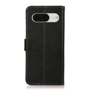 For Google Pixel 8 KHAZNEH Side-Magnetic Litchi Genuine Leather RFID Phone Case(Black)