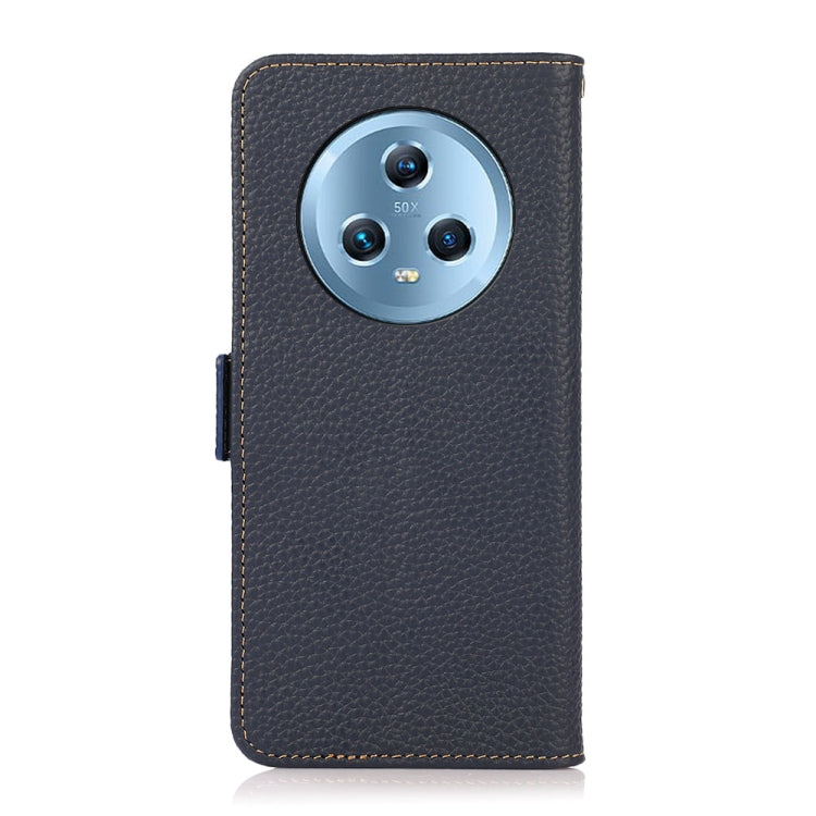 For Honor Magic5 KHAZNEH Side-Magnetic Litchi Genuine Leather RFID Phone Case(Blue) - Honor Cases by PMC TechLife | Online Shopping South Africa | PMC TechLife | Buy Now Pay Later Mobicred