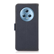 For Honor Magic5 KHAZNEH Side-Magnetic Litchi Genuine Leather RFID Phone Case(Blue)