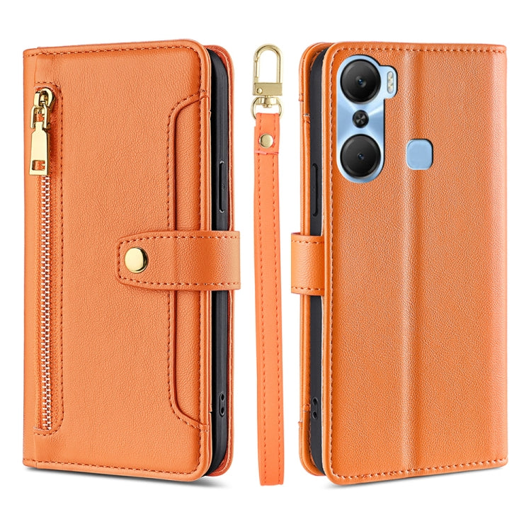 For Infinix Hot 12 Pro Sheep Texture Cross-body Zipper Wallet Leather Phone Case(Orange) - Infinix Cases by PMC TechLife | Online Shopping South Africa | PMC TechLife | Buy Now Pay Later Mobicred