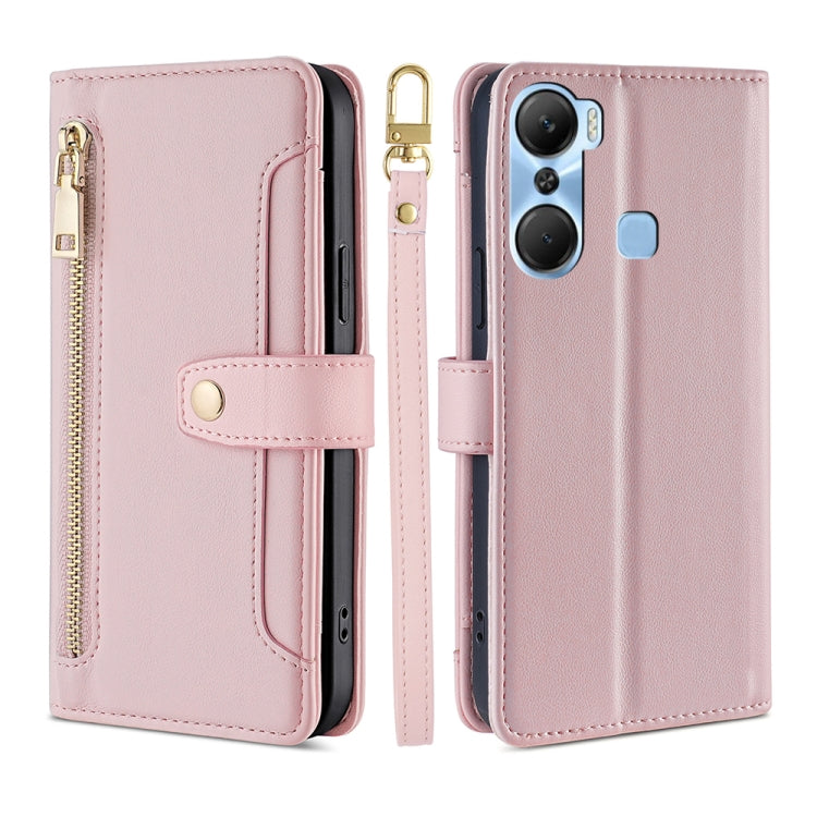 For Infinix Hot 12 Pro Sheep Texture Cross-body Zipper Wallet Leather Phone Case(Pink) - free shipping - PMC TechLife - Order now!