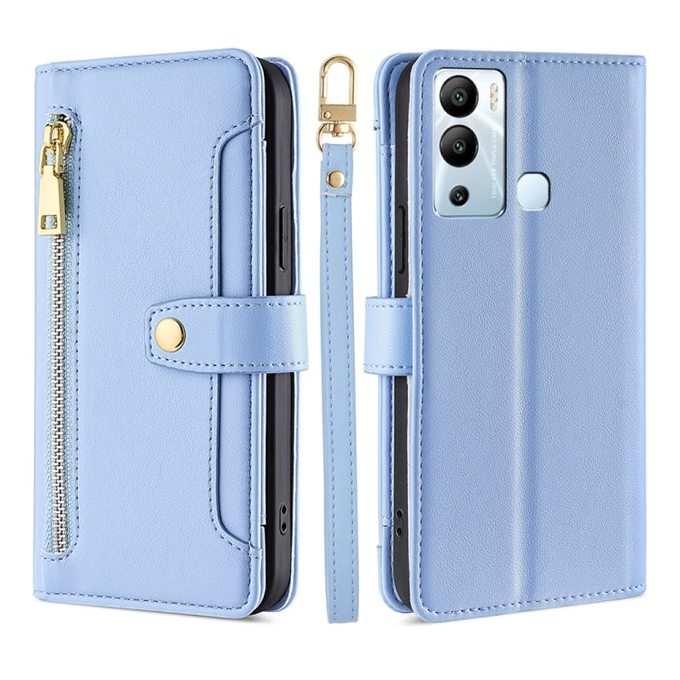 For Infinix Hot 12i Sheep Texture Cross-body Zipper Wallet Leather Phone Case(Blue) - Infinix Cases by PMC TechLife | Online Shopping South Africa | PMC TechLife | Buy Now Pay Later Mobicred