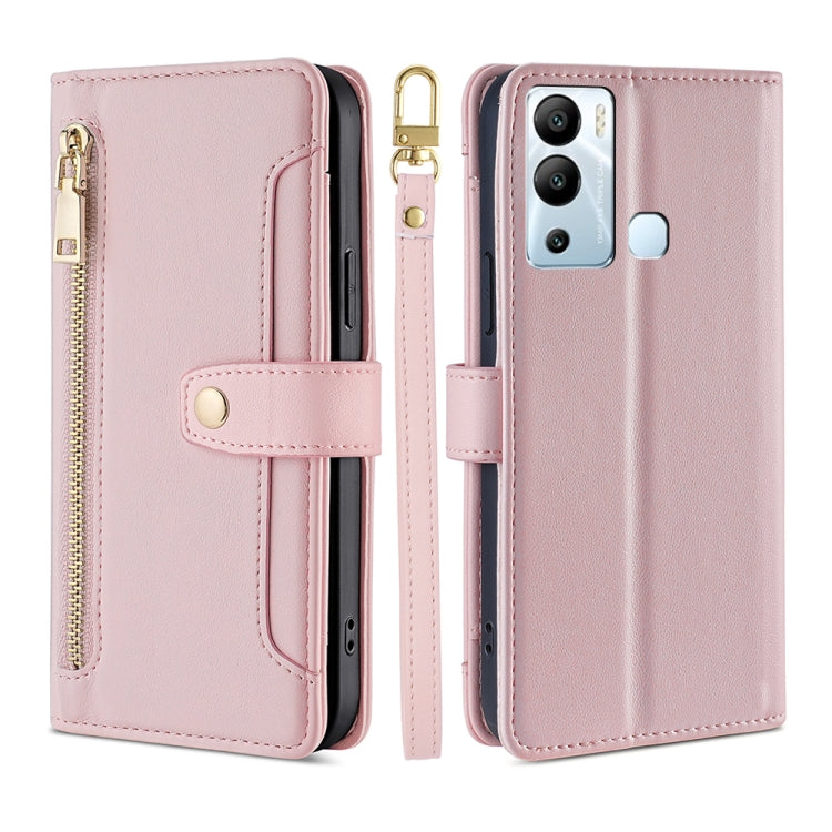 For Infinix Hot 12i Sheep Texture Cross-body Zipper Wallet Leather Phone Case(Pink) - Infinix Cases by PMC TechLife | Online Shopping South Africa | PMC TechLife | Buy Now Pay Later Mobicred