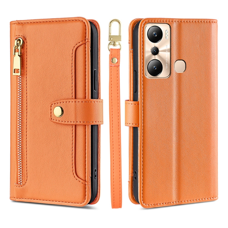 For Infinix Hot 20i Sheep Texture Cross-body Zipper Wallet Leather Phone Case(Orange) - Infinix Cases by PMC TechLife | Online Shopping South Africa | PMC TechLife | Buy Now Pay Later Mobicred