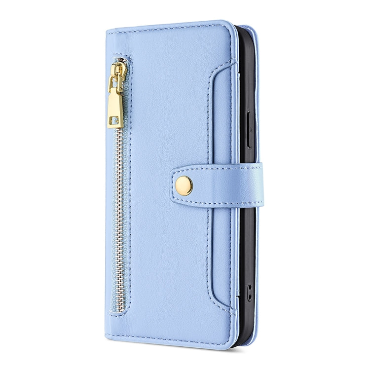 For Infinix Hot 20i Sheep Texture Cross-body Zipper Wallet Leather Phone Case(Blue) - Infinix Cases by PMC TechLife | Online Shopping South Africa | PMC TechLife | Buy Now Pay Later Mobicred