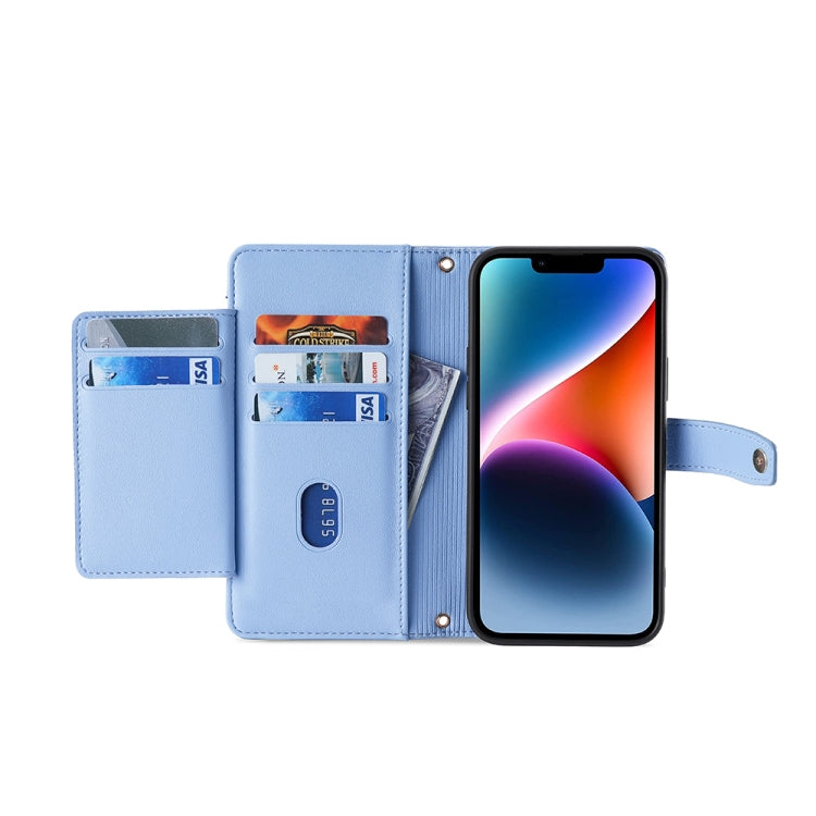 For Infinix Hot 20i Sheep Texture Cross-body Zipper Wallet Leather Phone Case(Blue) - Infinix Cases by PMC TechLife | Online Shopping South Africa | PMC TechLife | Buy Now Pay Later Mobicred