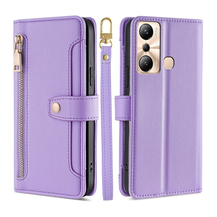 For Infinix Hot 20i Sheep Texture Cross-body Zipper Wallet Leather Phone Case(Purple) - Infinix Cases by PMC TechLife | Online Shopping South Africa | PMC TechLife | Buy Now Pay Later Mobicred