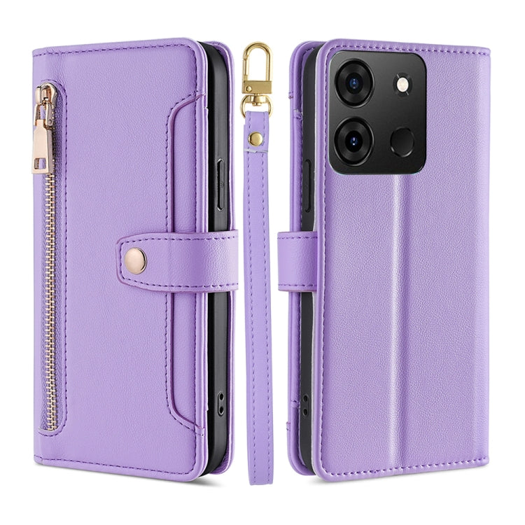 For Infinix Smart 7 Sheep Texture Cross-body Zipper Wallet Leather Phone Case(Purple) - free shipping - PMC TechLife - Order now!