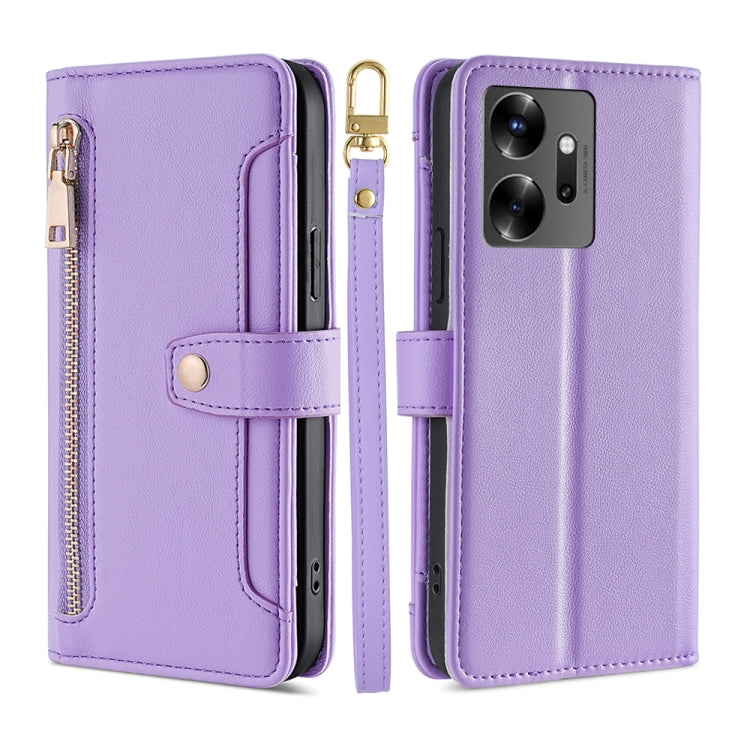 For Infinix Zero 20 Sheep Texture Cross-body Zipper Wallet Leather Phone Case(Purple) - Infinix Cases by PMC TechLife | Online Shopping South Africa | PMC TechLife | Buy Now Pay Later Mobicred