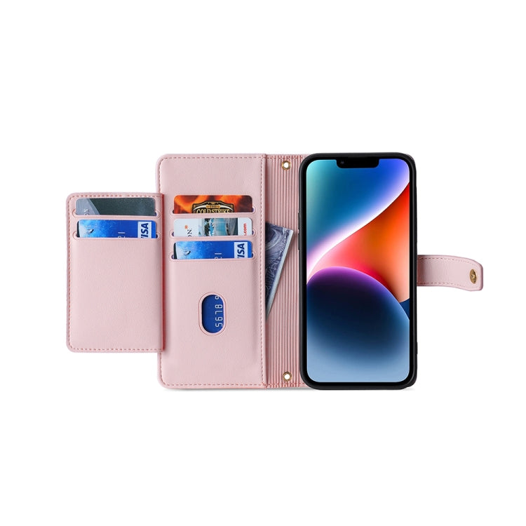 For Tecno Camon 19 / 19 Pro Sheep Texture Cross-body Zipper Wallet Leather Phone Case(Pink) - Tecno Cases by PMC TechLife | Online Shopping South Africa | PMC TechLife | Buy Now Pay Later Mobicred