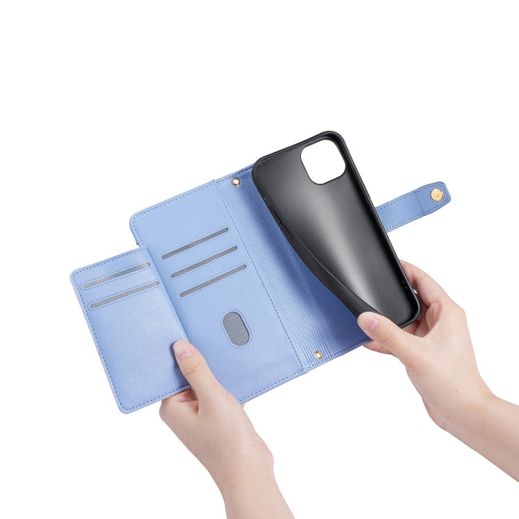 For Tecno Pop 6 Pro Sheep Texture Cross-body Zipper Wallet Leather Phone Case(Blue) - Tecno Cases by PMC TechLife | Online Shopping South Africa | PMC TechLife | Buy Now Pay Later Mobicred