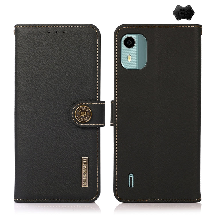 For Nokia C12 4G KHAZNEH Custer Genuine Leather RFID Phone Case(Black) - Nokia Cases by PMC TechLife | Online Shopping South Africa | PMC TechLife | Buy Now Pay Later Mobicred