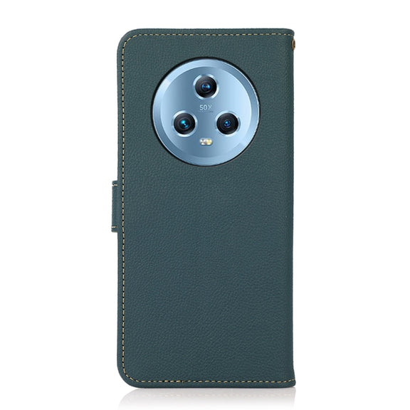 For Honor Magic5 KHAZNEH Custer Genuine Leather RFID Phone Case(Green)