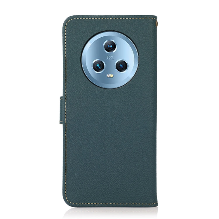 For Honor Magic5 KHAZNEH Custer Genuine Leather RFID Phone Case(Green)