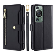 For Huawei P60 / P60 Pro Sheep Texture Cross-body Zipper Wallet Leather Phone Case(Black)