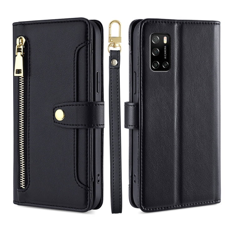 For Rakuten Big S Sheep Texture Cross-body Zipper Wallet Leather Phone Case(Black) - More Brand by PMC TechLife | Online Shopping South Africa | PMC TechLife | Buy Now Pay Later Mobicred