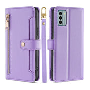 For Nokia G22 Sheep Texture Cross-body Zipper Wallet Leather Phone Case(Purple)