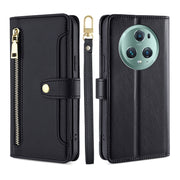 For Honor Magic5 Pro Sheep Texture Cross-body Zipper Wallet Leather Phone Case(Black)