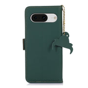 For Google Pixel 8 Genuine Leather Magnetic RFID Leather Phone Case(Green)